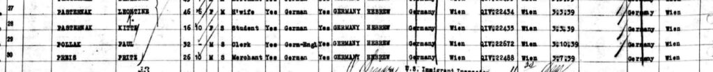 Fritz Preis ship manifest